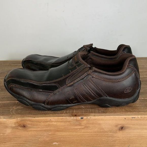 Skechers brown leather diameter nerves slip on loafers us mens size 10.5 - Picture 4 of 7